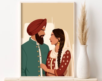 Sikh Gifts, Sikh Art, Punjabi, Punjabi Gifts, Sikh Sikhi Sikhism, Panjab, Sikh Wall Art, Punjabi Art, Punjabi Couple Art, Sikh Couple Art