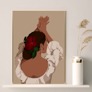 Hispanic Woman Art, Latino Woman Art, Mexican Art Print, Mexican Wall Art, Mexican Decor, Mexican Folk Art, Mexico Art, Mexican, Hispanic.