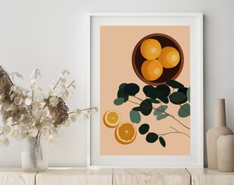 Orange Fruit Printable Wall Art, Art Deco, Printable Fruit Wall Art, Fruit Kitchen Wall Art, Printable Wall Art, Wall Art, Botanical Prints