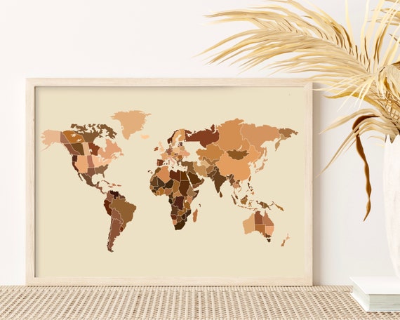 Printable Diversity Wall Art World Map With Countries | Etsy
