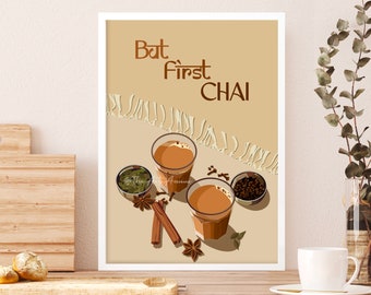 But First Chai Art Chai Wall Art Desi Art Chai Poster Chai Print Indian Wall Art South Asian Wall Art Desi Wall Art Masala Chai Art Print