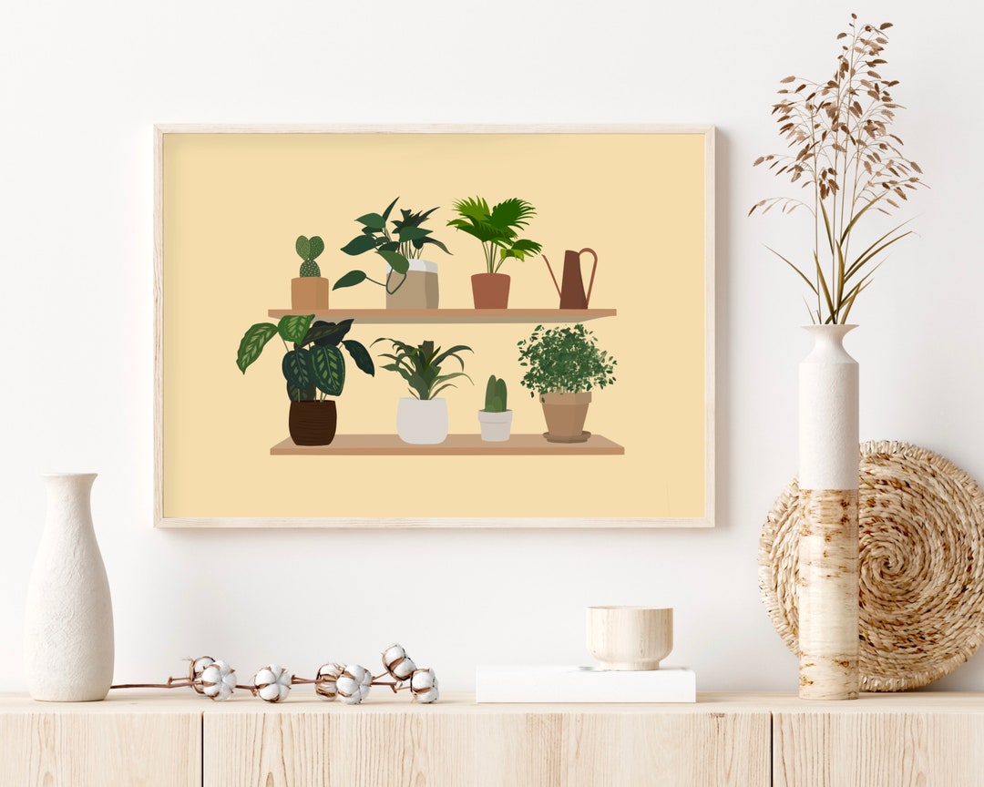 Tropical Plant Print, Plant Shelf, Plant Shelf Wall Art Print, Plant