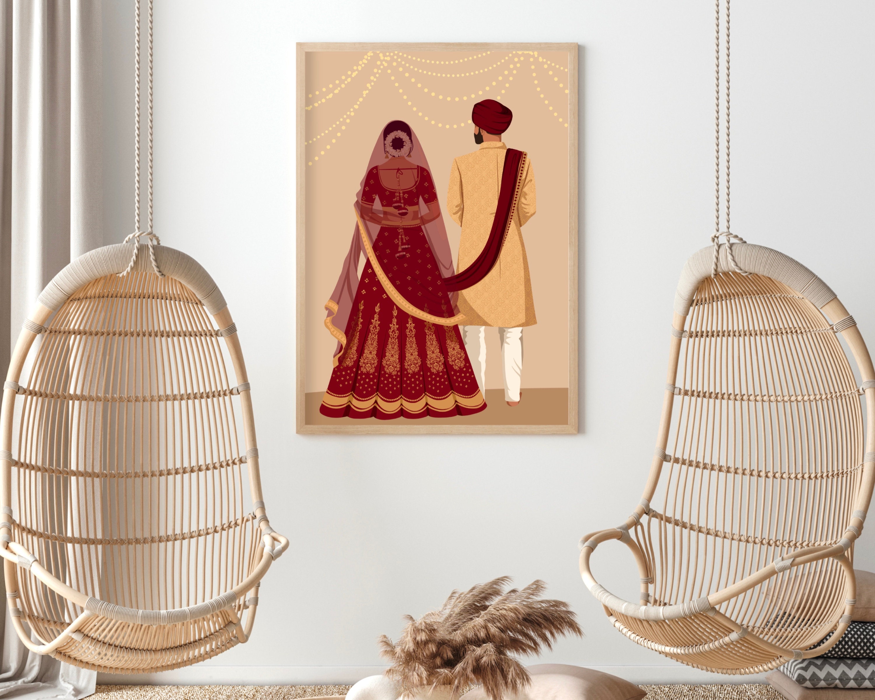 Indiase bruid en bruidegom, Indisch bruidspaar, Indiase kunst, Desi kunst,  Indiase muurkunst, Zuid-Aziatische kunst, Zuid-Indiase kunst, Desi Prints,  Desi. - Etsy België, image size:3000x2400