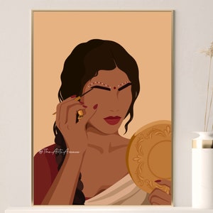 Bangladeshi Art Indian Desi Wandkunst Telugu Südasiatischer Druck Tamil Art Moderne Melanin Indianer Dekor Brown Girl Desi Illustration