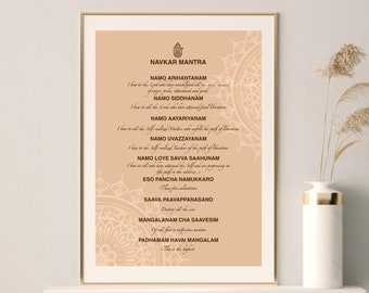 Navkar Mantra Artwork Jain Art Navkar Mantra Art Namokar Mantra Navkar Mantra with English Translation Art Jainism Art Digital Download