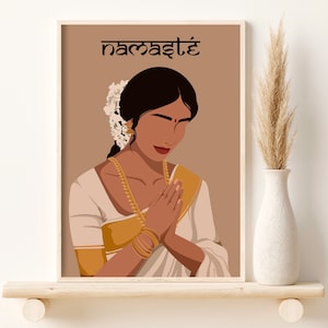 Namaste Art, Indian Art, Desi Wall Art, South Asian Art, Tamil, Asian Art, South Indian Art, Desi, Desi Prints, Indian Art Print, Brown Girl