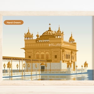 Golden Temple Artwork Golden Temple Wall Art India Art Detailed Golden Temple Wall Art Sikh Gifts Sikh Art Punjabi Art Sikhism Digital Print