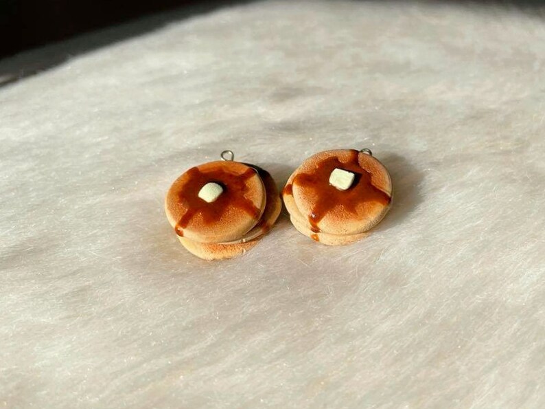 Polymer Clay Earrings Food Jewelry Miniature Food Pancake Earrings Handmade Jewelry Handmade Gifts Silver Plated