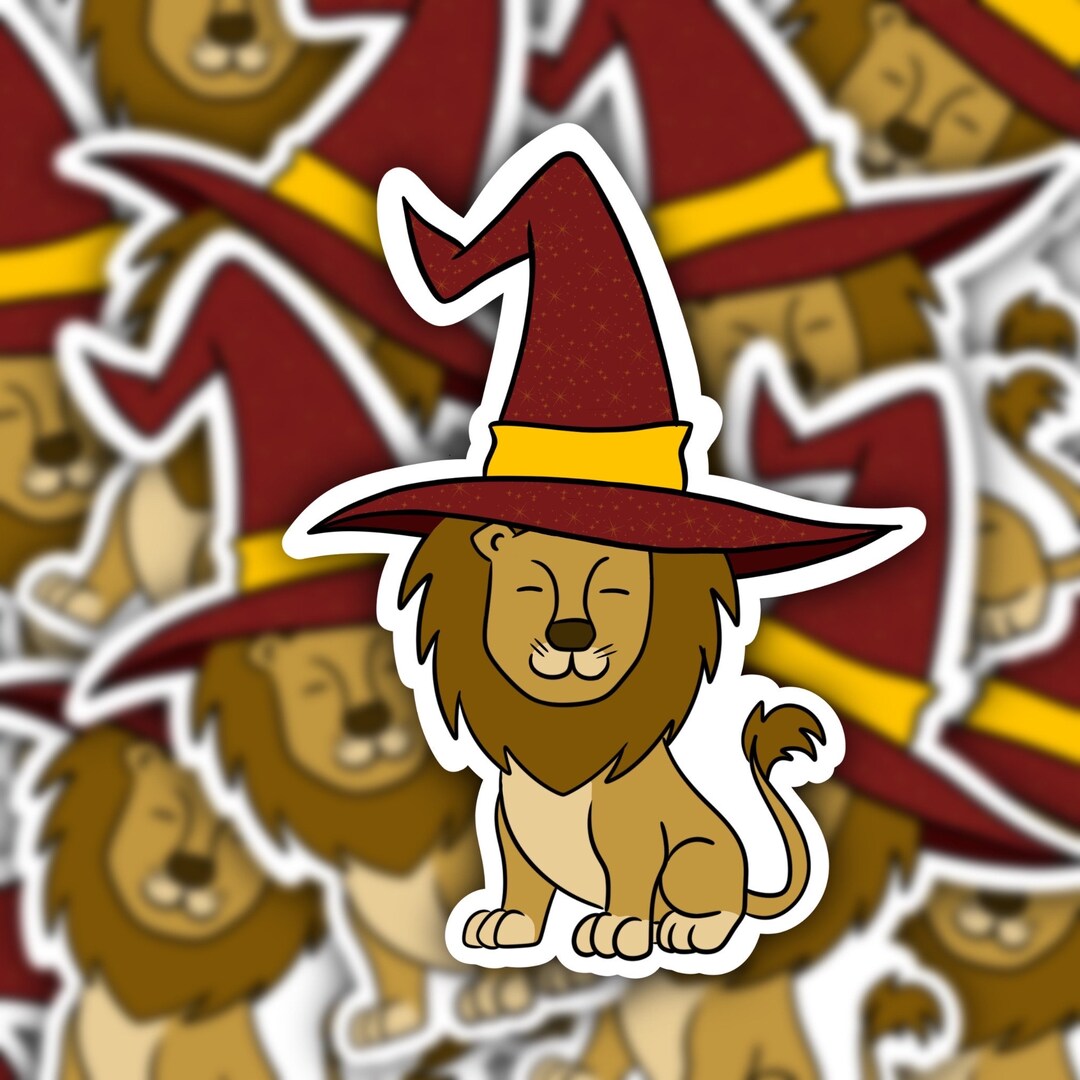 Wizard House Sticker - House Brave - Hat With Lion - Waterproof - Hydro ...