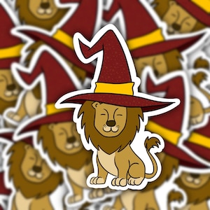 Wizard House Sticker - House Brave - Hat with Lion - Waterproof - Hydro Flask - Vinyl Sticker - Laptop