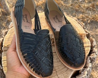Huarache sandals black for women/ huarache flats black/ leather sandals women/ Mexican sandals/ Mexico huarache/huarache shoe /Mexico sandal