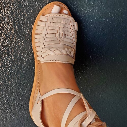 Huarache Sandal Laceup White /huaraches Mexicanos Laceup/ Etsy
