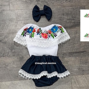 Mexican Denim baby outfit/ cinco de mayo outfit/ Mexican baby dress/ piñata outfit/ baby girl Mexican dress/ baby fiesta dress