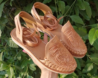 Huarache shoe for woman Lace-Up tooled/huarache artesanal mexicano/Mexican sandals woman/boho hippie sandals/ mexico huarache/huarache women