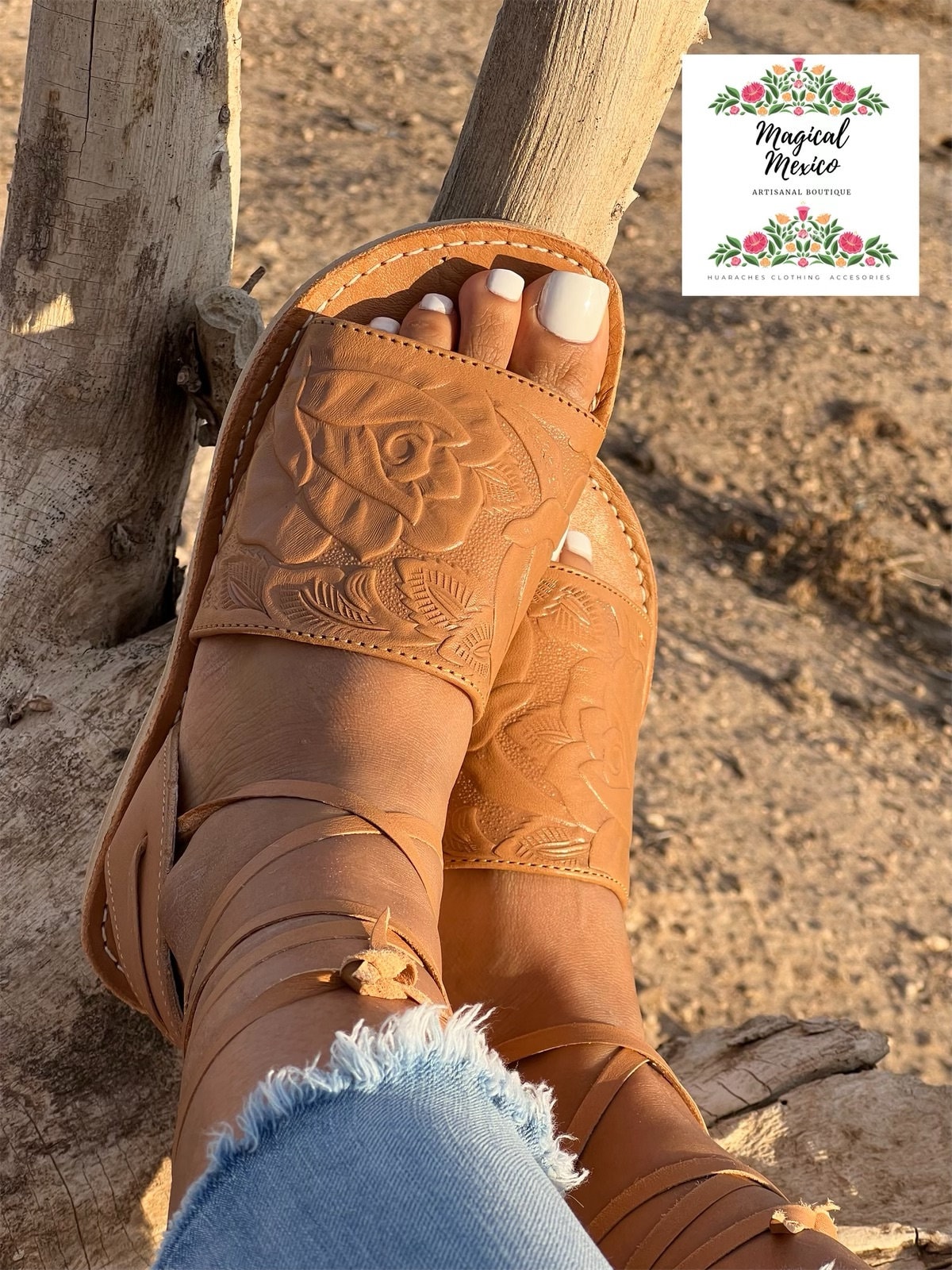 Huarache sandal women lace up roses / huarache woman open toes/ Mexican sandals tooled/ huarache sandal roses tooled/ huarache woman roses