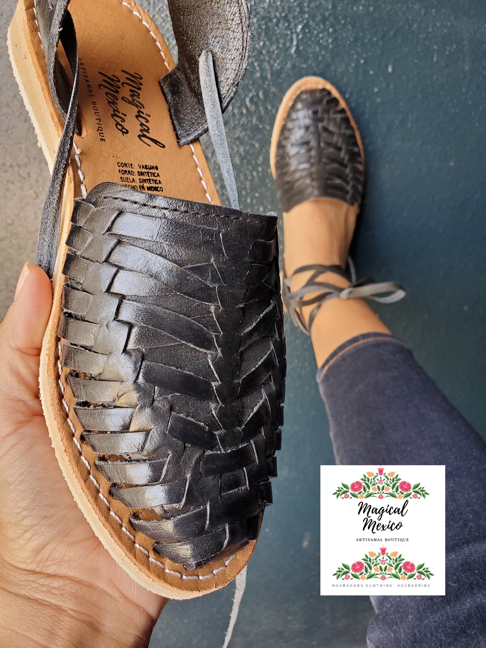 ladies black huaraches