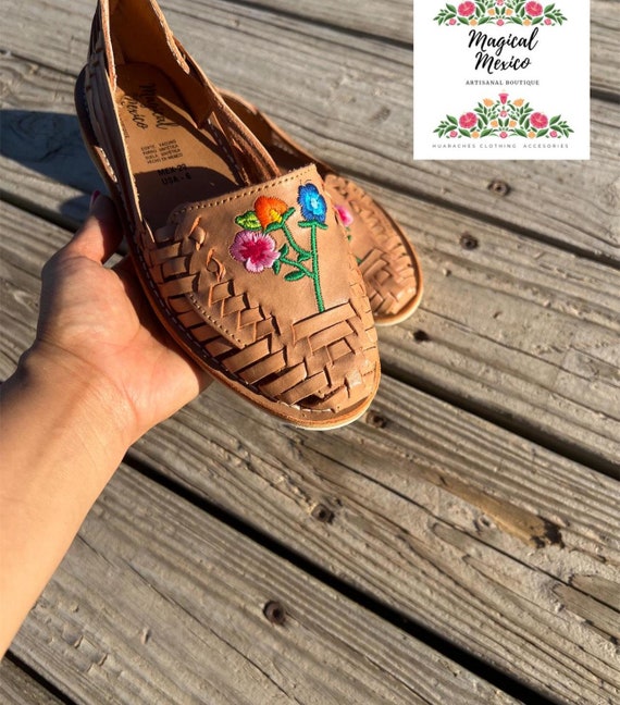 Sandalia huarache mujer bordada/ huarache flats mujer/ sandalias - Main Image