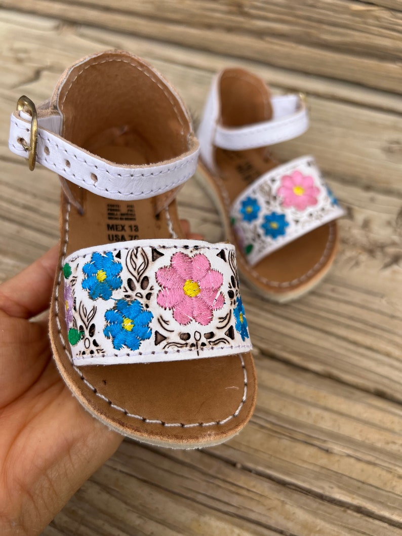 Baby-Toddler Girl huarache sandal/ white huarache baby/ Mexican sandals for baby/ huarache sandal baby open toes/ baby huaraches/baby sandal image 4