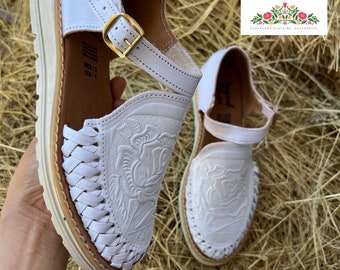 Sandalia huarache hebilla pies anchos amigables sandalia huarache rosa  con herramientas huaraches mexicanos pies anchos sandalias blancas