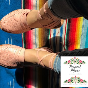Rosa Schürzen Schuh für Frauen / huarache mexicano para mujer / Sandalen für Frauen / Huarache de Piel Mujer