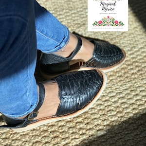 Scarpe Huarache da donna marroni con cinturino / sandali messicani da donna / huarache messicani in pelle da donna / sandali boho hippie immagine 3
