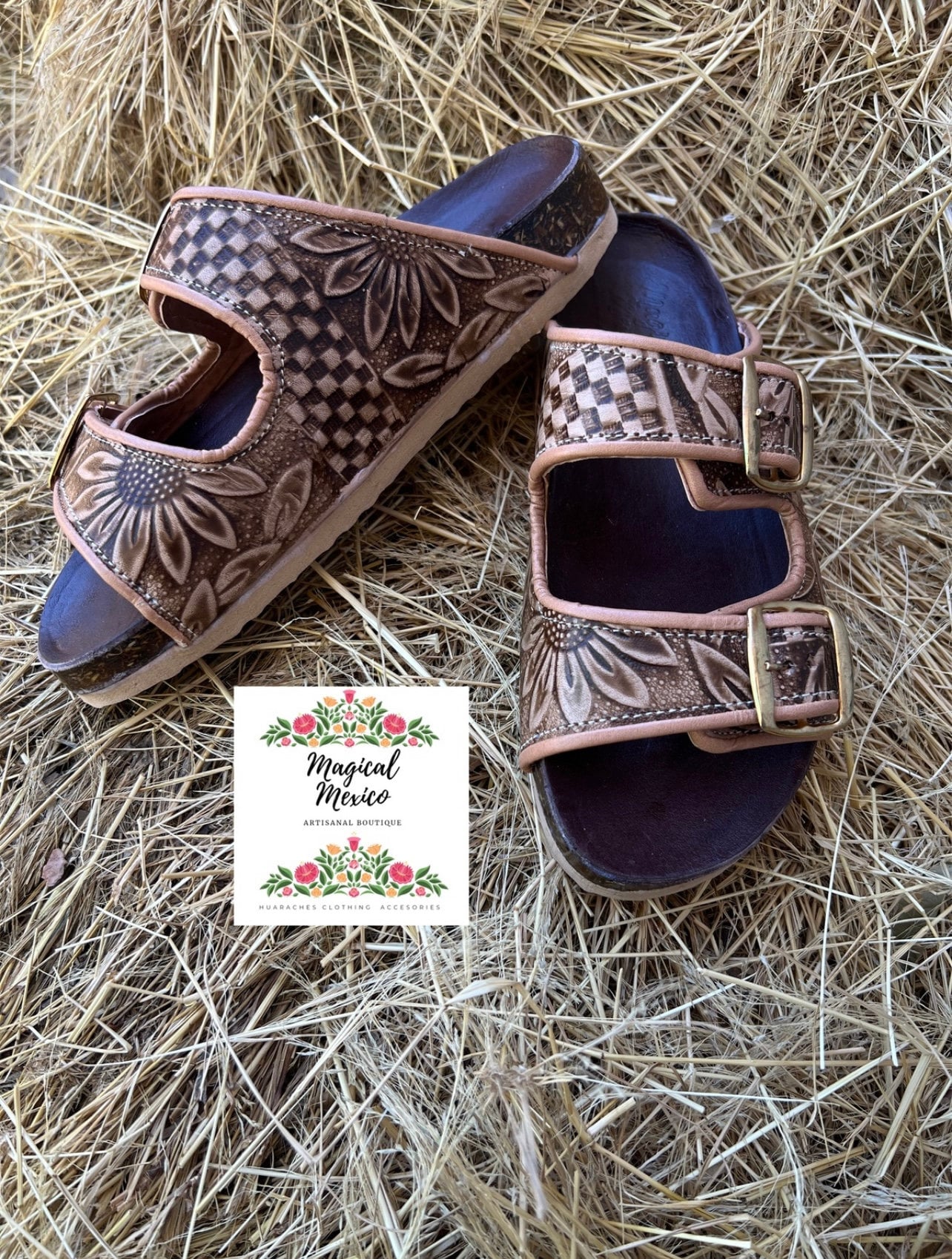 Huarache sandal western sunflower tooled/ western sandals tooled/huarache sandals sunflower tooled/ leather sandals/ women sandals wide feet