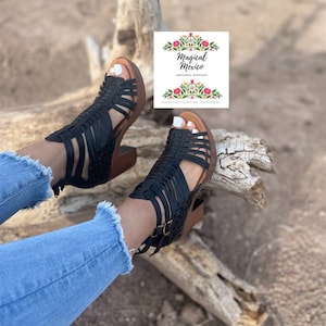 Ankle strap heels/ Mexican huarache Wedges/mexican heels/mexican wedges/ leather heels/ huarache wedge/mexican wedges sandals/leather heels image 2