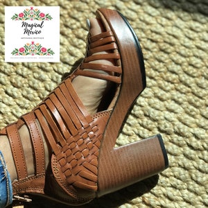 Ankle strap heels/ Mexican huarache Wedges/mexican heels/mexican wedges/ leather heels/ huarache wedge/mexican wedges sandals/leather heels image 5