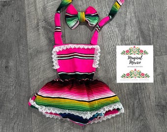 Mexican Sarape dress For baby girl (Halter)/ mexican outfit for baby girl/ baby mexican dress/ cinco de mayo baby dress/ fiesta uno outfit
