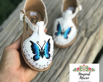 Bebés y niños pequeños sandalias mexicanas mariposa/ huaraches para bebe/ huaraches para niñas/ huarache sandalia bebé/ huaraches mexicanos para bebés