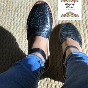 Scarpe Huarache da donna marroni con cinturino / sandali messicani da donna / huarache messicani in pelle da donna / sandali boho hippie immagine 5