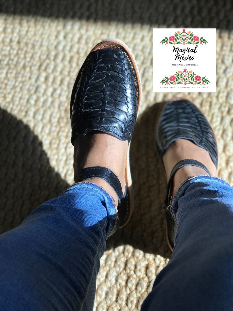 Scarpe Huarache da donna marroni con cinturino / sandali messicani da donna / huarache messicani in pelle da donna / sandali boho hippie immagine 5