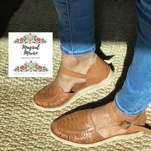 Scarpe Huarache da donna marroni con cinturino / sandali messicani da donna / huarache messicani in pelle da donna / sandali boho hippie immagine 6