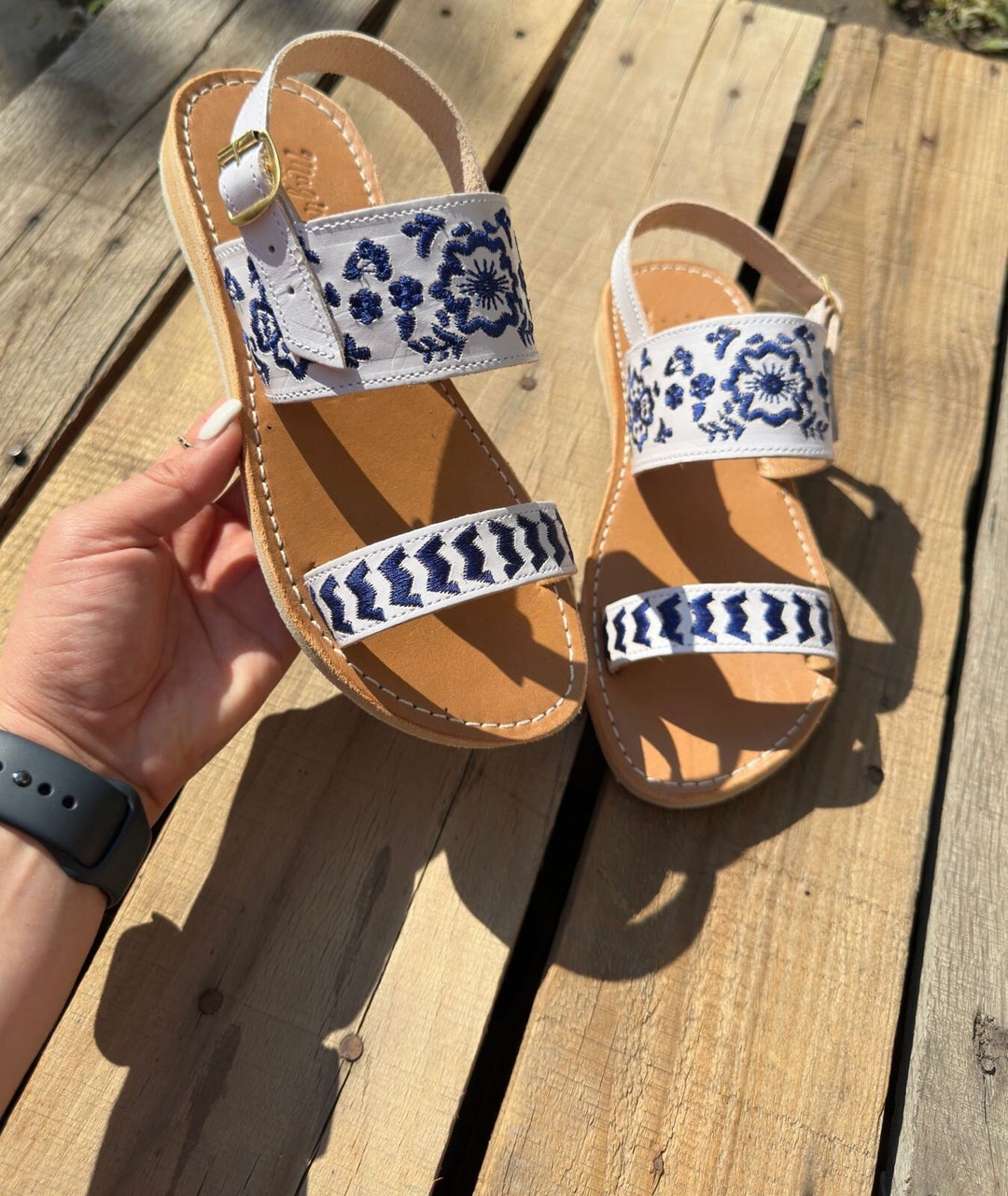 Huarache Sandal White for Women/ Mexican Leather Sandals / White