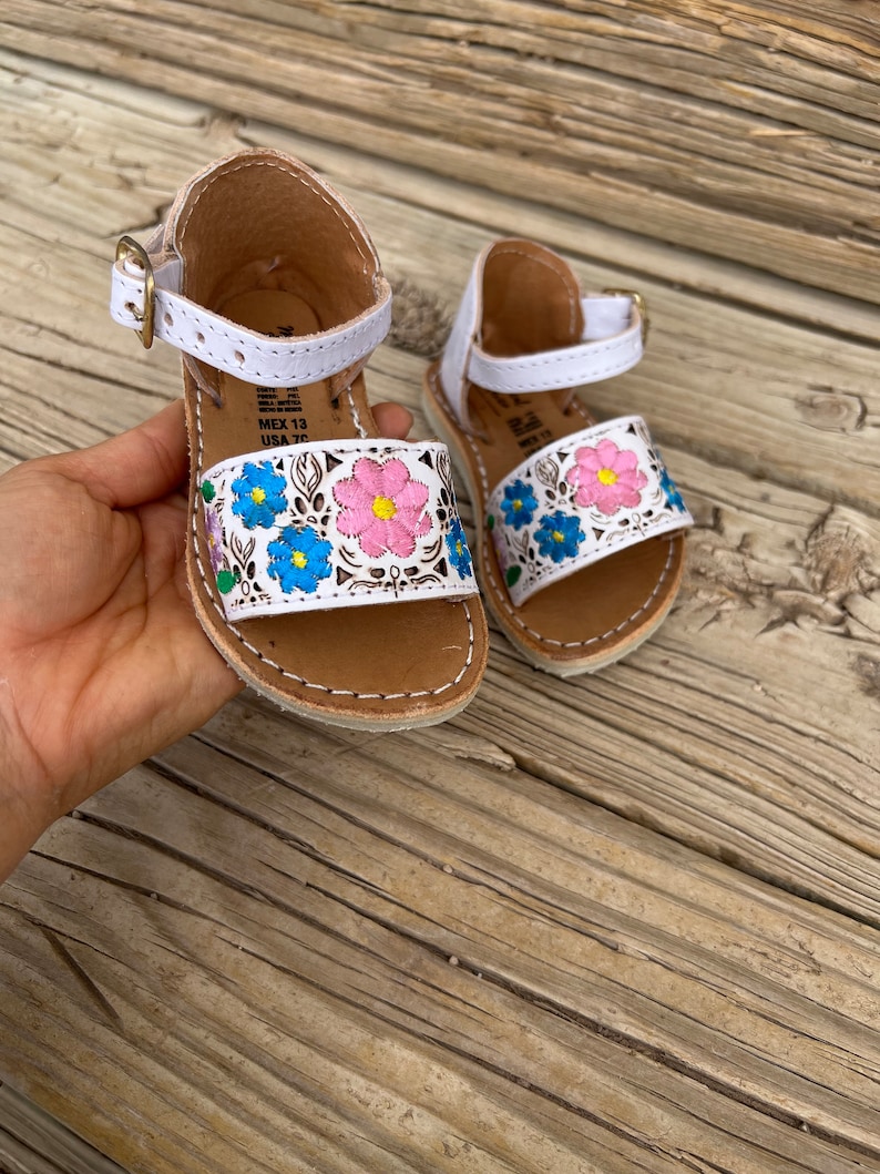 Baby-Toddler Girl huarache sandal/ white huarache baby/ Mexican sandals for baby/ huarache sandal baby open toes/ baby huaraches/baby sandal image 6