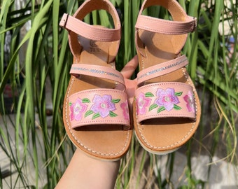 Huarache sandal for baby girl/ Mexican sandals for girls/ leather sandals for babies pink/ huarache Mexicano para bebe/ huarache de bebe