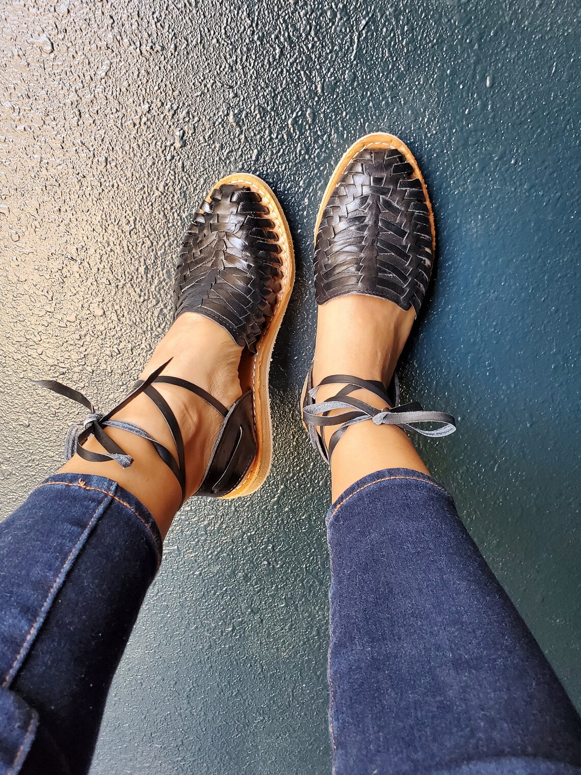 Huarache sandal Lace-up black /huarache shoe for woman | Etsy