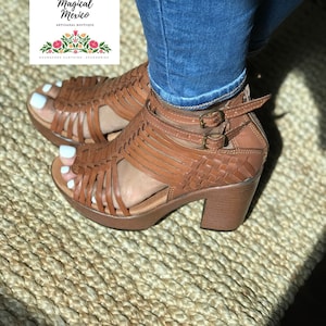 Ankle strap heels/ Mexican huarache Wedges/mexican heels/mexican wedges/ leather heels/ huarache wedge/mexican wedges sandals/leather heels image 7