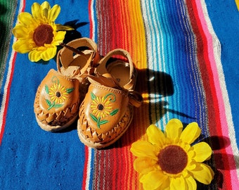 Mexican Baby Sandals Girl Lace-up Sunflower /hurache Mexicano Bebe