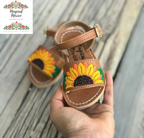 Babies and Toddlers Mexican Sandals Sunflower Embroidered/huaraches Sandals  for Girls/ Huaraches Para Bebe/ Mexican Sandals for Baby Girl - Etsy