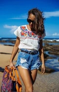 Mexican blouse hand-embroidered/blusa artesanal bordada a mano/mexican blouse/cincode mayo shirt/ Mexican top/ embroidered top for woman