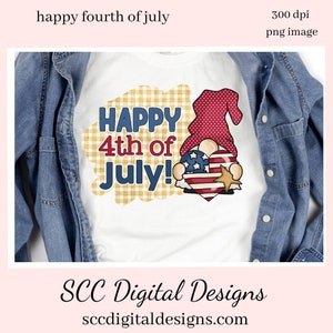 PNG patriotique, Gnome Clipart, Jour de l’indépendance, Rouge, Bleu blanc Americana Heart, Cadeau de bricolage pour elle, Téléchargement instantané, Utilisation commerciale Clip Art