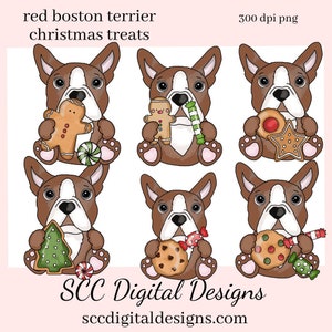 Boston Terrier PNG, Weihnachten Lebkuchen, Weihnachtsgeschenk, DIY Geschenk für Sie, Sofort Download, kommerzielle Nutzung Clip Art, Exklusive Clipart