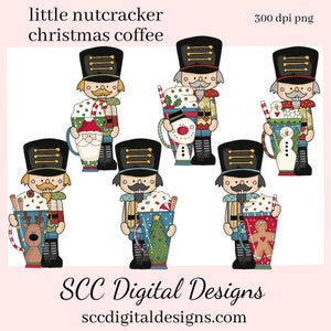 Schiaccianoci Natale PNG, Caffè di Natale, Tazza di cacao, Babbo Natale, Regalo fai da te per lei, ClipArt esclusiva, Download istantaneo, Clip Art per uso commerciale