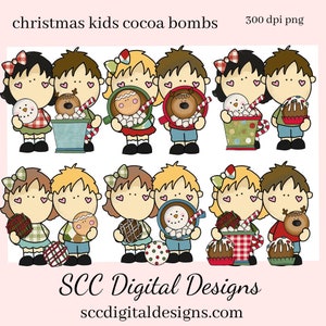 KakaoBomben PNG, Weihnachten Kinder, Heiße Schokolade, Jungen Mädchen, DIY Geschenk für Sie, Sofort Download, Exklusive Clipart, Kommerzielle Nutzung Clip Art