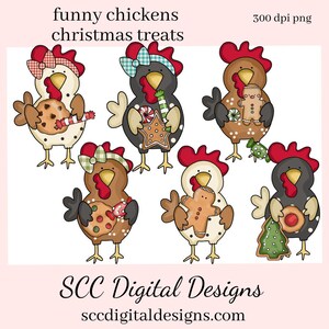 Lustiges Huhn PNG, Weihnachtsdeko, Weihnachtsgeschenk, Diy Geschenk für Sie, Exklusive Clipart, Sofort Download, kommerzielle Nutzung Clip Art
