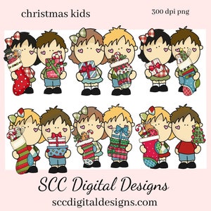 Natale Bambini PNG, Regali di Natale per ragazzi e ragazze Calze natalizie, Regalo fai-da-te per lei, Download istantaneo, ClipArt esclusiva, Clip Art per uso commerciale