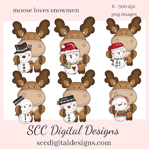 Elch PNG, Schwarzer Hut Schneemann Clipart, Weihnachtsmann, Diy Geschenk für Sie, Sofort Download, Exklusive Clip Art Set, Kommerzielle Nutzung PNG