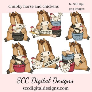 Cheval PNG pour les filles, pour la sublimation, chemise d’amant de poulet bricolage, faisceau de cliparts d’animaux de ferme, clipart de ferme pour l’art mural, cadeau de bricolage pour maman