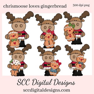 Weihnachts elch PNG, Lebkuchen Plätzchen, DIY Geschenk für Sie, Weihnachtsgeschenke, Sofort Download, kommerzielle Nutzung, exklusives Clip Art Set